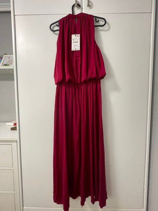 Vestido largo midi fucsia/burdeos