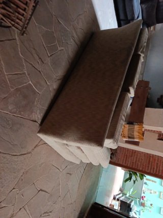 Sofá 3 plazas beige/gris tela