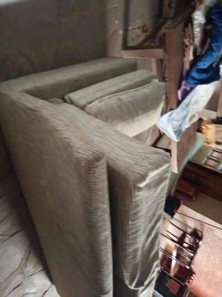 Sofá 3 plazas beige/gris tela