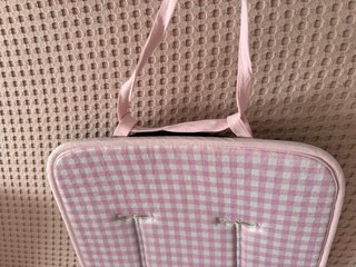 Bolso y colchoneta carrito bebé cuadros rosa