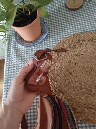Riñonera de cuero étnica multicolor