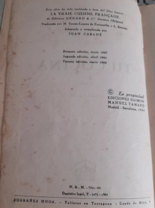 Libro de cocina. DAIMON.