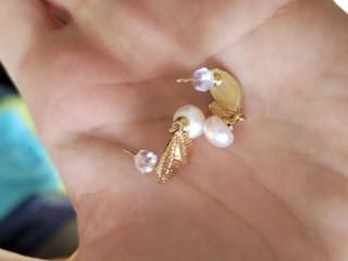 Pendientes hoja con perla