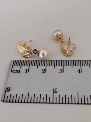 Pendientes hoja con perla