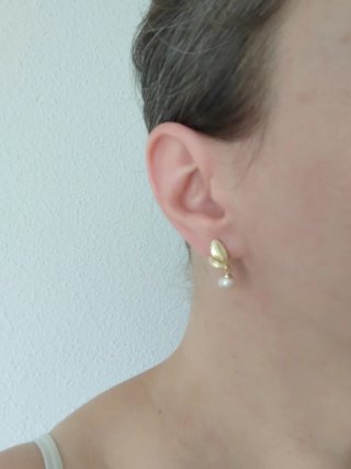Pendientes hoja con perla
