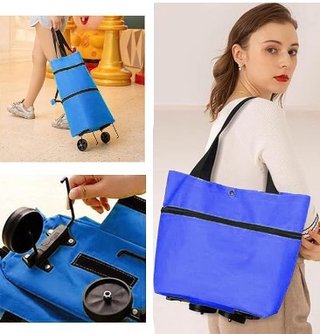 Carrito de compra plegable azul