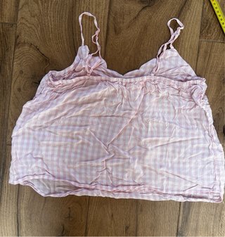 Camiseta tirantes cuadros rosa M