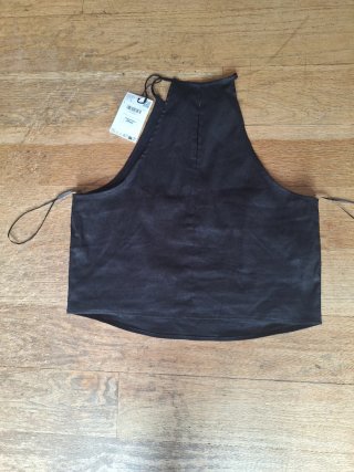 Top lino Mango negro halter