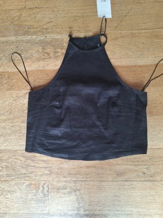 Top lino Mango negro halter