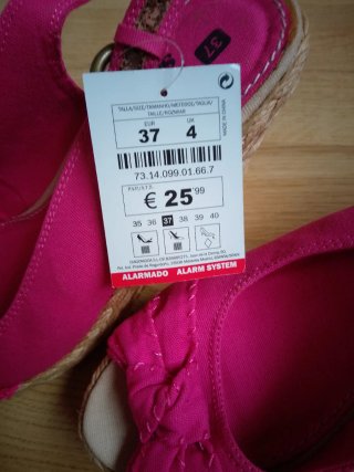 Sandalias de cuña fucsia talla 37