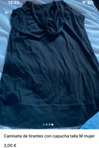 Camiseta tirantes capucha algodón Talla M