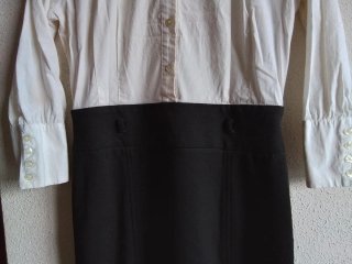 Vestido formal "Easy Wear" blanco y negro. Bueno.