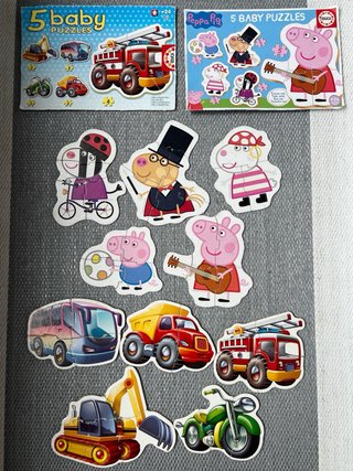10 Puzzles Educa - Peppa Pig y Vehículos Bebé
