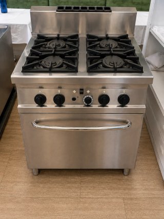 Cocina Industrial Gas 4 Fuegos con Horno