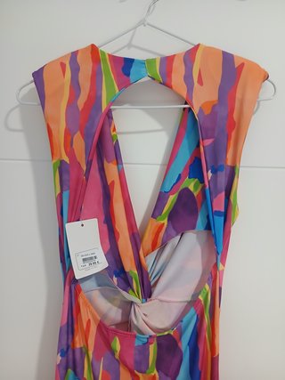 Vestido largo estampado multicolor