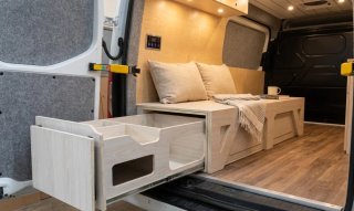 Cama sofa Camper Madera Nueva furgoneta extensible