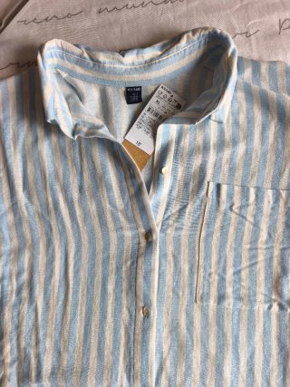 Camisa oversize Kiabi XL rayas azul/blanco
