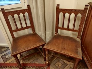Juego de 2 Sillas Antiguas de Madera