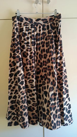Falda larga leopardo plisada