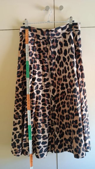 Falda larga leopardo plisada