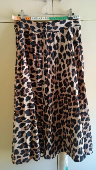 Falda larga leopardo plisada