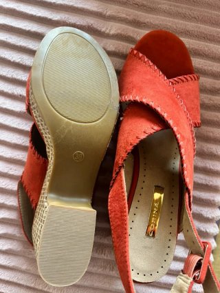 Sandalias naranjas/rojas de ante