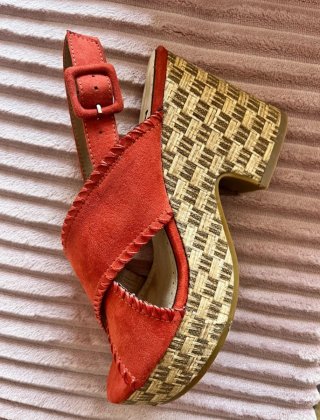 Sandalias naranjas/rojas de ante