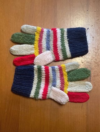 Guantes de lana hechos a mano, rayas multicolor