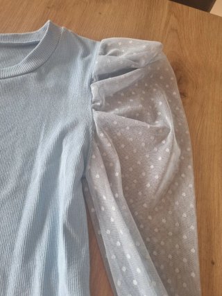 Camiseta manga tul azul