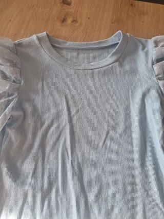 Camiseta manga tul azul