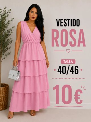 Vestido rosa gasa talla 40/46