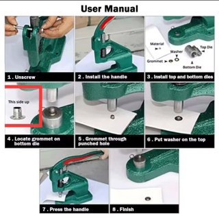 Prensa manual para ojales con 3 troqueles