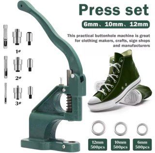 Prensa manual para ojales con 3 troqueles