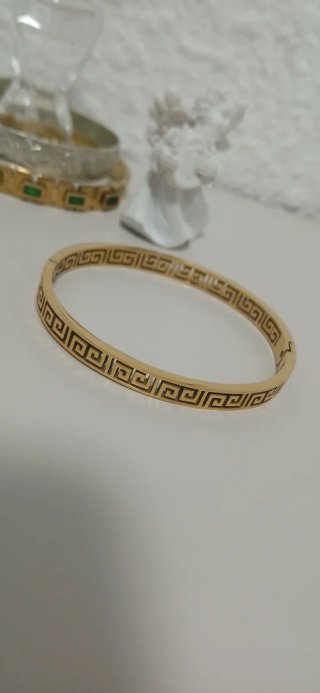 Pulsera Brazalete Dorado Inoxidable Estilo Griego