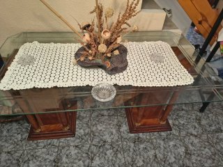 Mesa de comedor madera y cristal