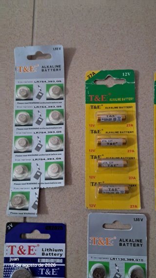 Lotes de Pilas T&E: 1.55V, 3V, 12V