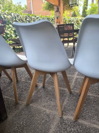 4 Sillas Blancas Madera