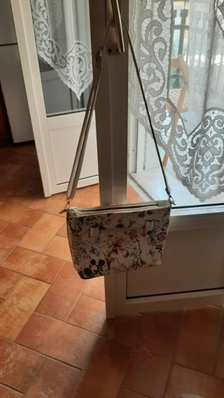Borsa donna tracolla bianca a fiori