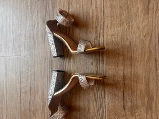 Sandali tacco alto glitter oro/argento