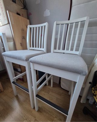 2 Taburetes Altos Ikea EKEDALEN Gris/Blanco