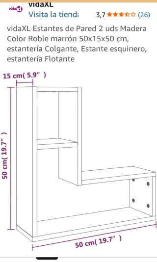 Estantería pared madera roble marrón