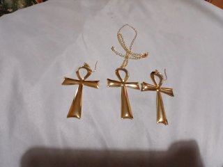 Conjunto Ankh: Collar y Pendientes Dorados