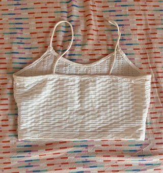 Crop Top Bianco Tessuto Goffrato