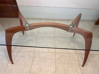 Mesa de comedor cristal y madera