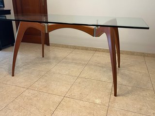 Mesa de comedor cristal y madera