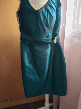 Vestido de fiesta verde azulado