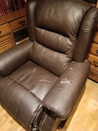 Sillón individual de piel marrón