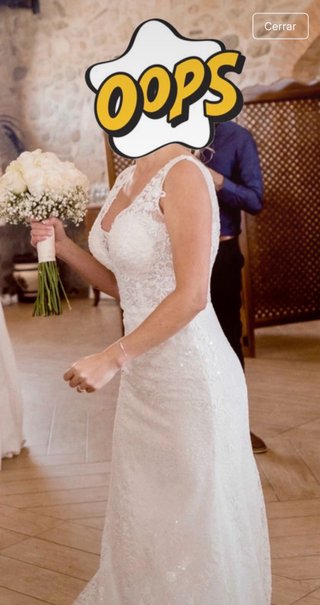 Vestido de Novia Blanco Encaje con Velo