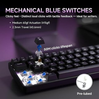 Dierya DK68 Teclado Mecánico Inalámbrico 68 Teclas