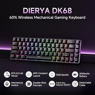 Dierya DK68 Teclado Mecánico Inalámbrico 68 Teclas